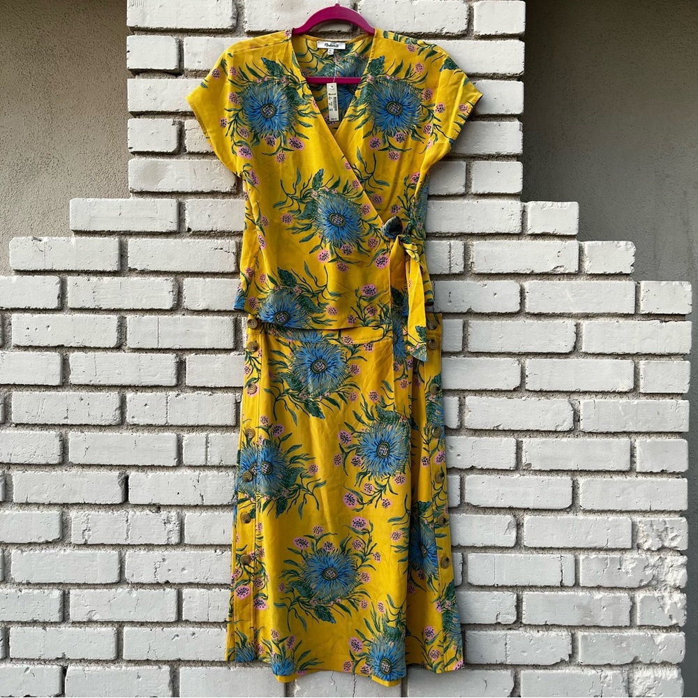 NWT Madewell Matching Side Tie Top (XS) and Midi Skirt with Button Sides (0)